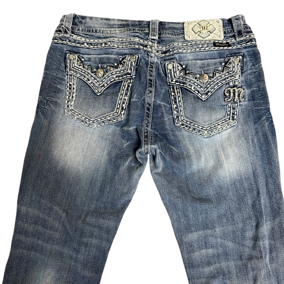 Miss Me Easy Boot Light Wash Embellished Denim Size 31 - Picture 7 of 9